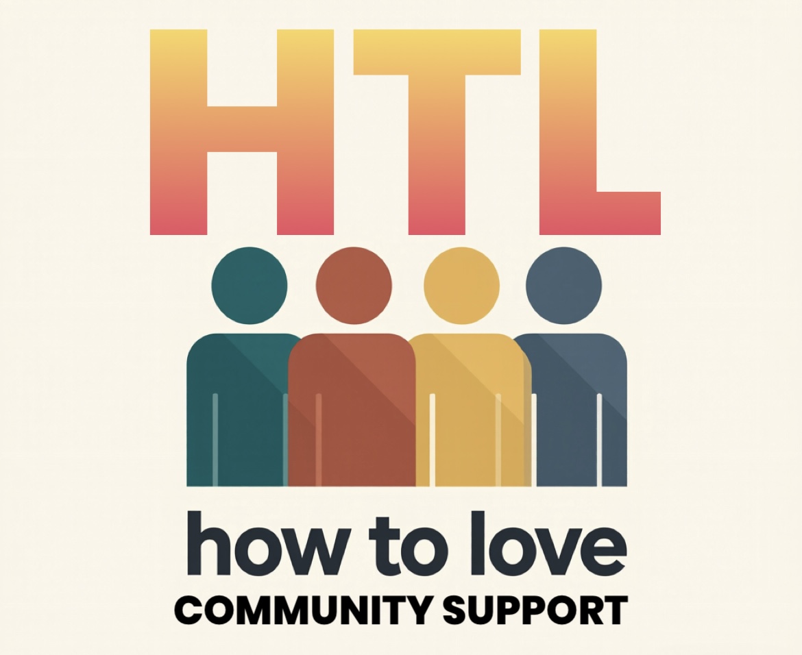 HTL How To Love community support logo lockup